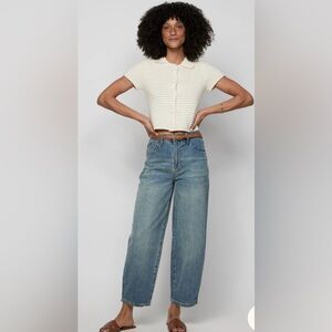 Oliver Logan Harlow High Rise Barrel Leg in Vintage Denim Indigo Size 28